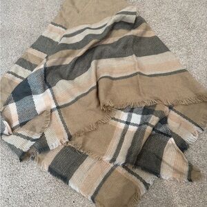 Plaid Fringe Blanket Scarf